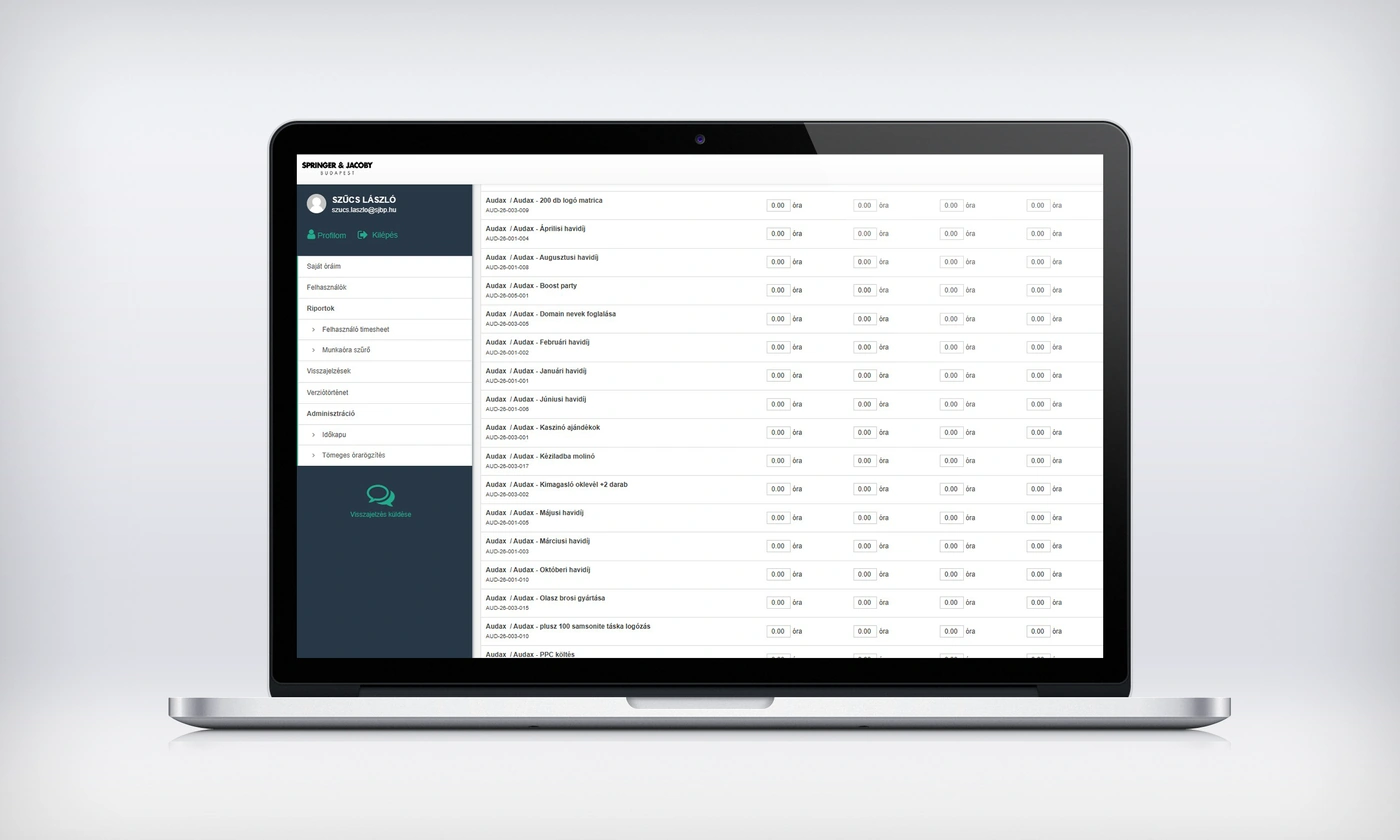 Transzparens Timesheet Rendszer